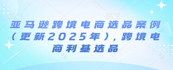 亚马逊跨境电商选品案例：2025年10月更新，利基市场精选-网赚项目资源库