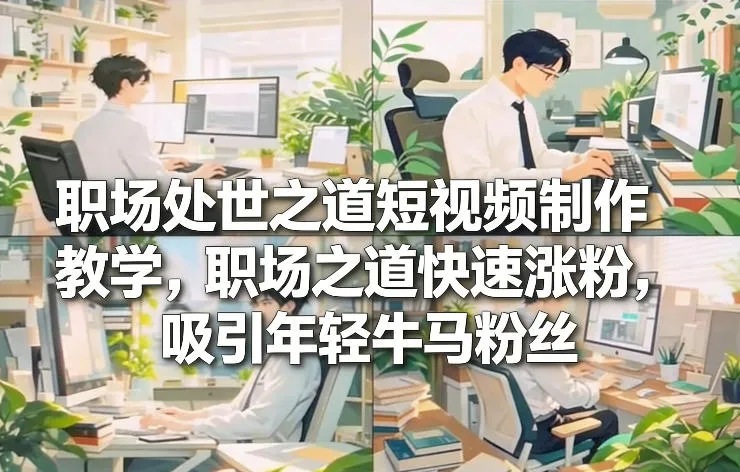 职场处世短视频制作教程:快速涨粉技巧,吸引年轻粉丝-网赚项目资源库
