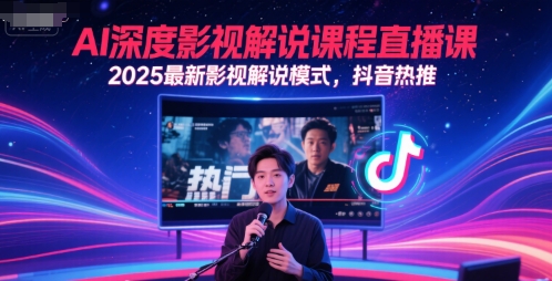 AI深度影视解说课程直播，2025最新模式，抖音热推-网赚项目资源库