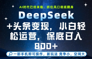 DeepSeek+头条变现教程，新手也能轻松日入8张+【揭秘】-网赚项目资源库