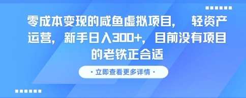 零成本咸鱼虚拟项目，新手日入30+，适合无项目者-网赚项目资源库