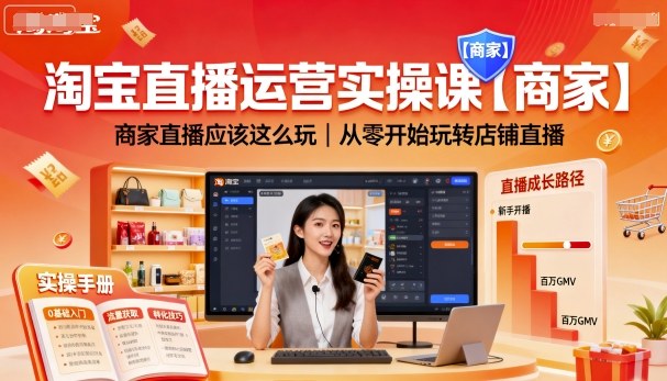 淘宝直播运营实操课程:商家直播入门指南,零基础打造店铺直播-网赚项目资源库