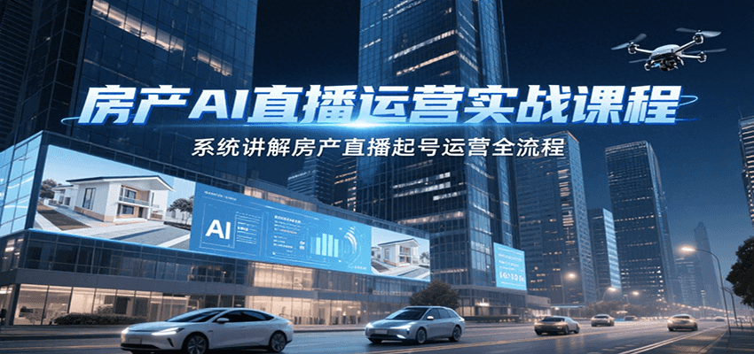 房产AI直播运营实战课程：系统学习房产直播起号与运营全流程-网赚项目资源库