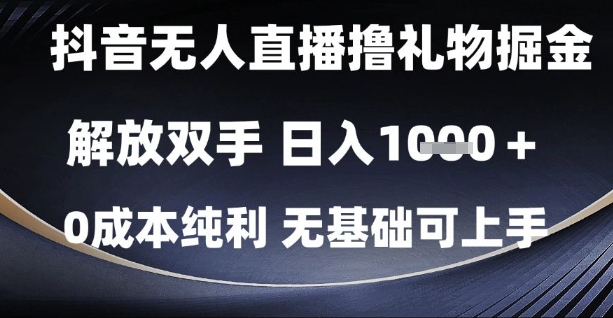 抖音无人直播日入1000元，零成本纯利，无需基础上手教程【揭秘】-网赚项目资源库