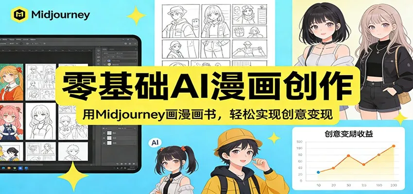 零基础AI漫画创作：使用Midjourney轻松实现创意变现-网赚项目资源库