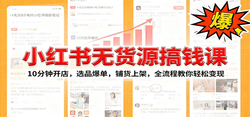 小红书无货源爆单课：10分钟开店，选品爆单，全流程轻松变现-网赚项目资源库
