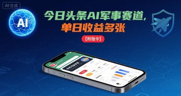 今日头条AI军事赛道收益高，手机操作指南附后-网赚项目资源库