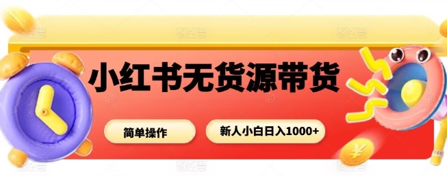 小红书无货源带货项目，新手日入多张-网赚项目资源库
