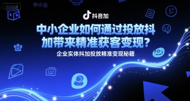 中小企业如何通过抖加精准获客变现？掌握实体抖加投放秘籍-网赚项目资源库