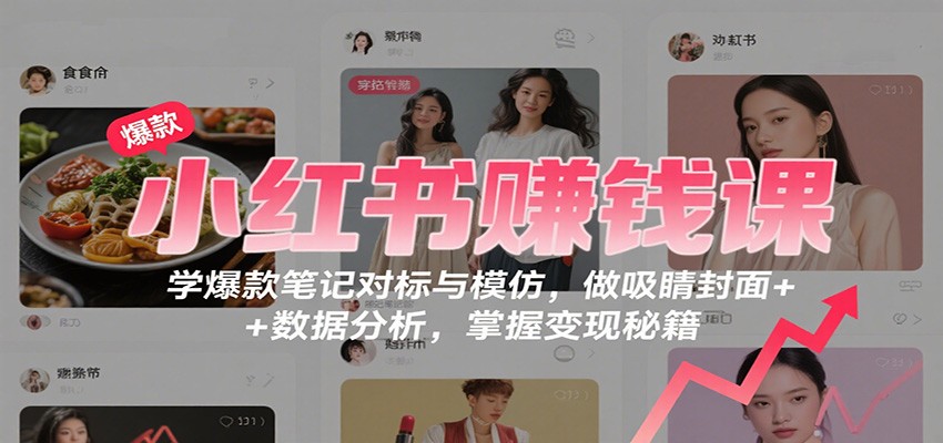 小红书赚钱攻略：爆款笔记打造与数据分析，封面设计技巧 + 变现秘籍-网赚项目资源库