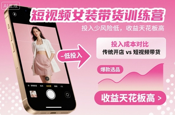 短视频女装带货训练营:低投入、低风险,高收益-网赚项目资源库