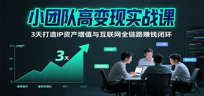 小团队高变现实战课：3天打造IP资产增值与互联网全链路赚钱闭环（第二期）-网赚项目资源库