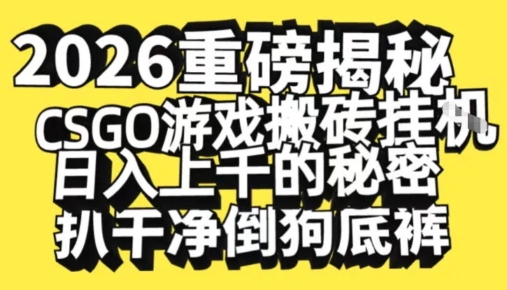 2026年开年揭秘：CSGO游戏搬砖日入1k+，揭露倒狗内幕【揭秘】-网赚项目资源库