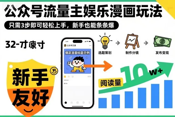轻松掌握公众号流量主漫画变现技巧,三步入门新手也能轻松爆红-网赚项目资源库