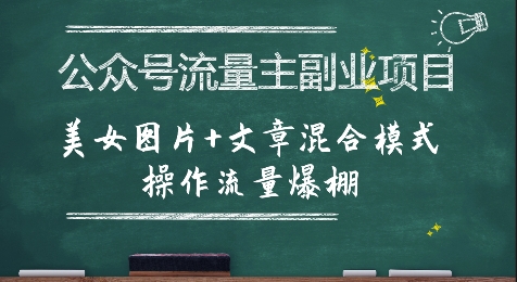 公众号流量主副业项目：美女图片+文章混合模式，轻松吸引流量-网赚项目资源库