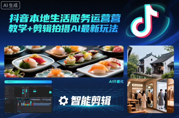 抖音本地生活服务运营与AI剪辑拍摄技巧-网赚项目资源库