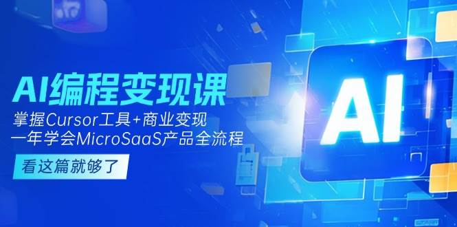 AI编程变现课程：掌握Cursor工具+商业变现，一年学会MicroSaaS产品全流程-网赚项目资源库