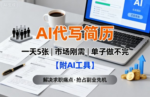 AI代写简历服务：一天5张，助您应对就业市场挑战【附工具】-网赚项目资源库