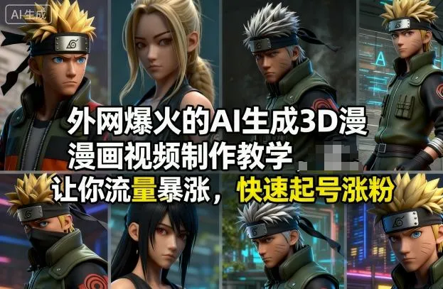 AI3D漫画视频制作教程爆红外网，流量激增，快速吸粉！-网赚项目资源库