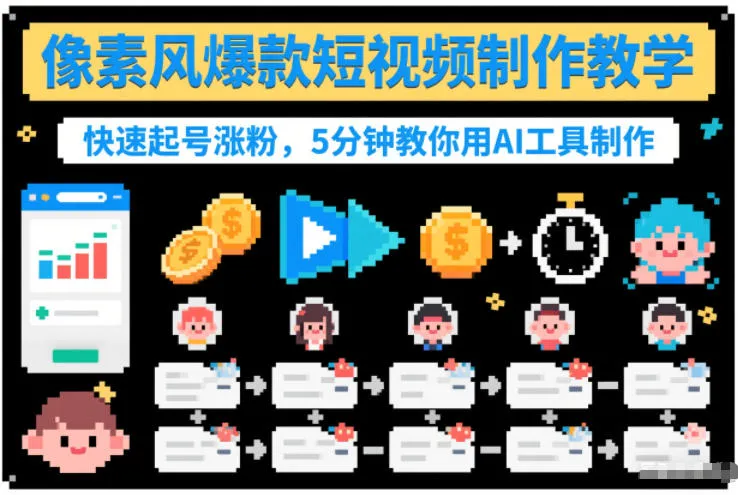 快速掌握像素风短视频制作,AI工具助力涨粉-网赚项目资源库