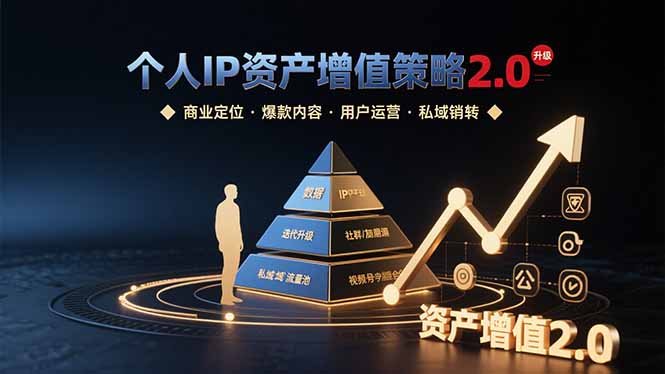 个人IP资产增值策略2.0:详解商业定位、爆款内容、用户运营与私域营销四大关键模块-网赚项目资源库