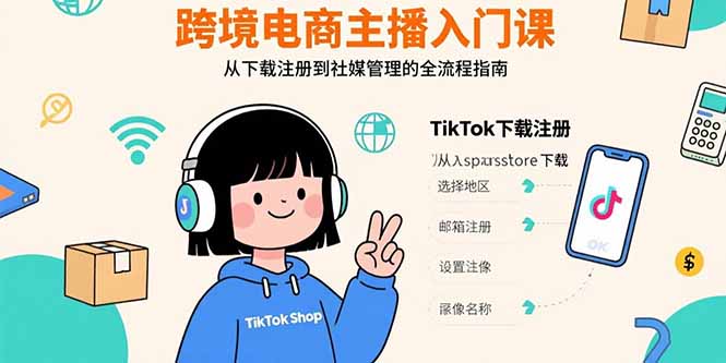 跨境电商主播入门课程：TikTok下载注册、支付工具配置及社媒账号管理全流程-网赚项目资源库