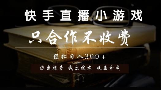 快手直播小游戏合作模式：零成本投入，技术共享，收益分成【揭秘】-网赚项目资源库