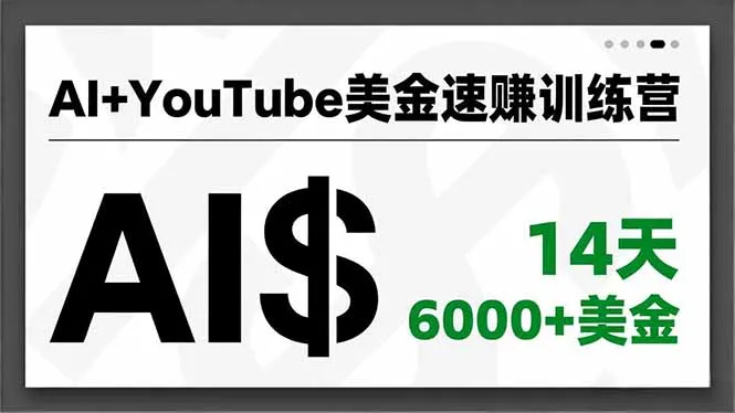 AI+YouTube美金速赚训练营：14天创收6000+美金的AI量产与爆款公式-网赚项目资源库