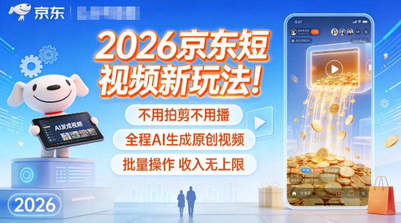 2026年京东短视频新策略：AI生成原创视频，批量操作收入无限-网赚项目资源库
