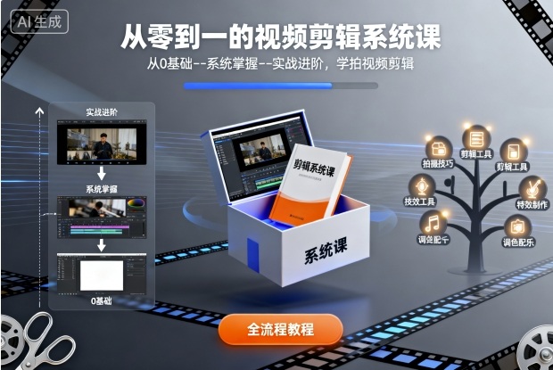 零基础到精通:视频剪辑系统课,实战进阶教程-网赚项目资源库