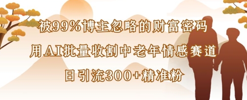 99%博主忽视的财富秘籍：AI技术助力中老年情感市场，日增300+精准粉丝-网赚项目资源库