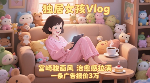 单账号粉丝增长71万！AI制作治愈独居女孩Vlog，宫崎骏风格，广告报价3万-网赚项目资源库