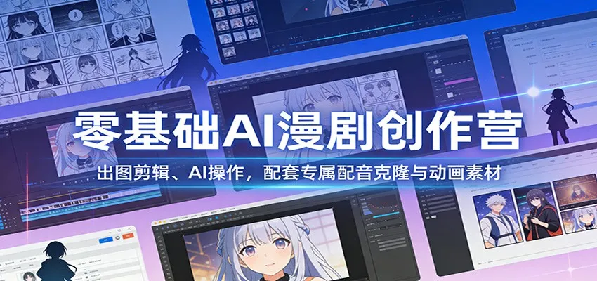 零基础AI漫剧创作营：出图剪辑、AI操作，配套专属配音克隆与动画素材-网赚项目资源库