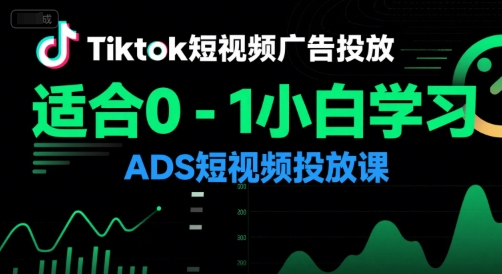Tiktok广告投放入门课程：适合0基础小白学习ADS短视频投放-网赚项目资源库