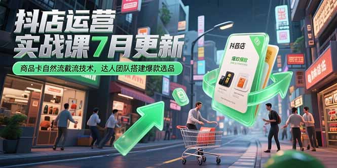抖店运营实战课7月更新：商品卡自然流截流技术、达人团队搭建与爆款选品-网赚项目资源库