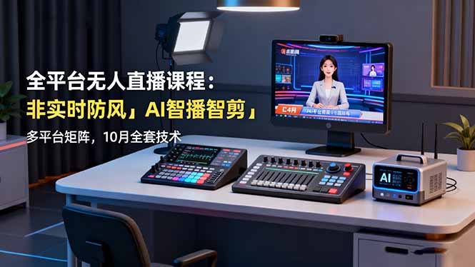 全平台无人直播技术课程：实时防风+AI智播智剪+多平台矩阵，10月全套技术教程-网赚项目资源库