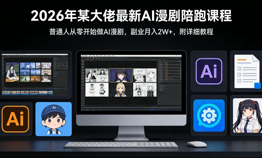 26年AI漫剧陪跑课程：普通人从零开始月入2W+-网赚项目资源库