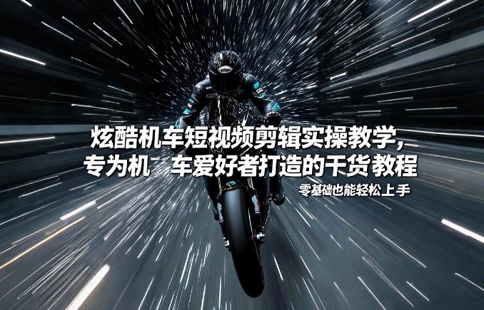 机车爱好者必学：炫酷短视频剪辑实操教程，零基础轻松上手-网赚项目资源库