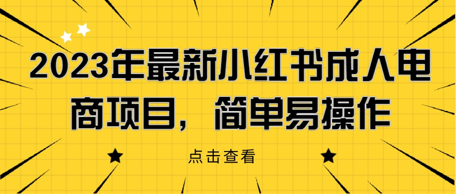 2023年小红书成人电商项目教程:简单易操作-网赚项目资源库